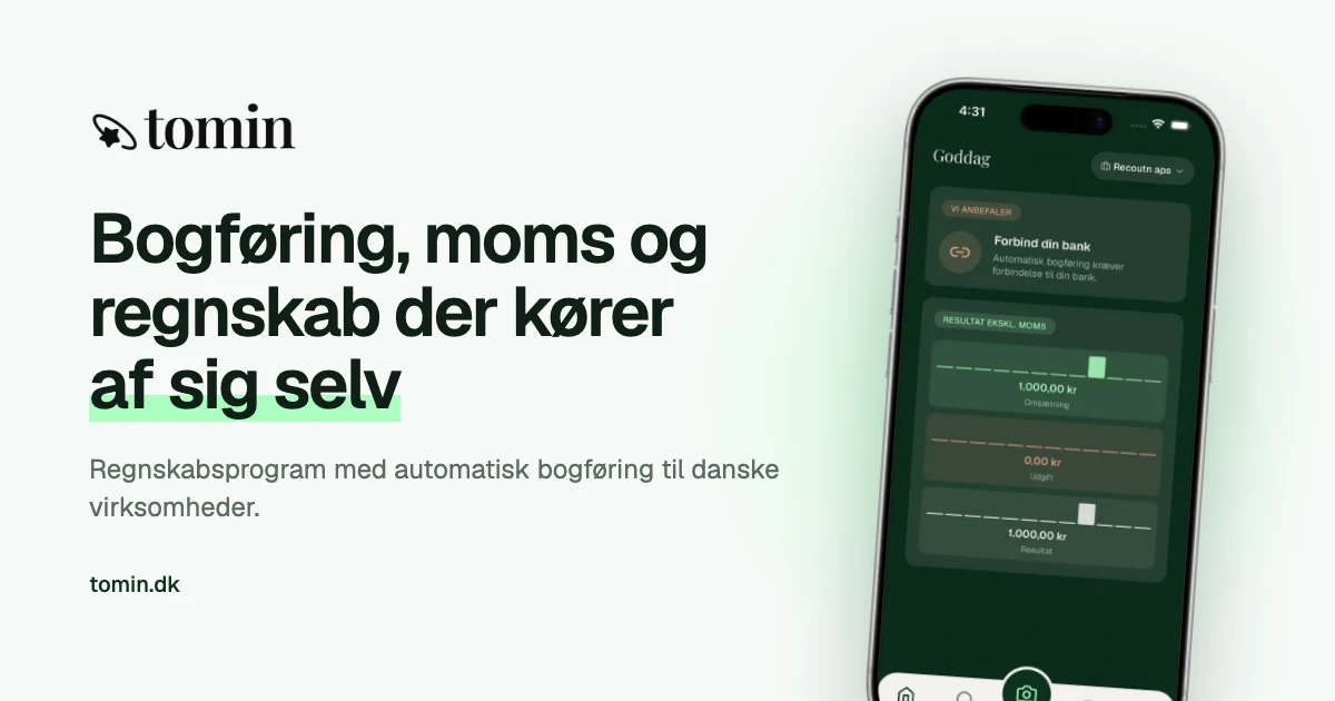 Tomin, regnskabsprogram med automatisk bogføring